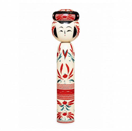Фигурка декоративная Кукла Kokeshi au Chignon Девушка/на голове пучок с цветко